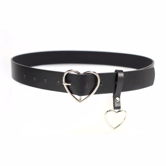 Silver Hearts Black PU Leather Belt - Picture 4 of 9